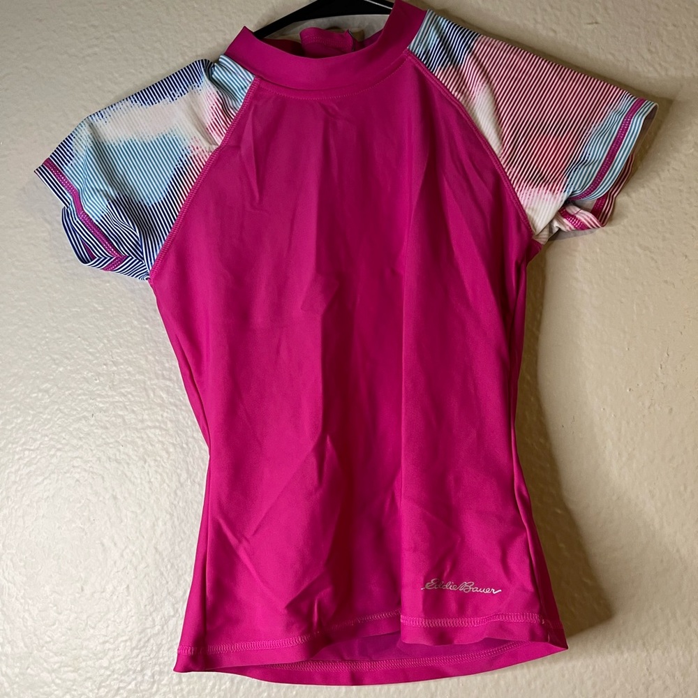 Eddie Bauer Size 7/8 Pink Short Sleeve Rash Guard